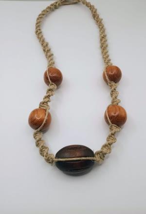Wooden Bead Hemp Necklace